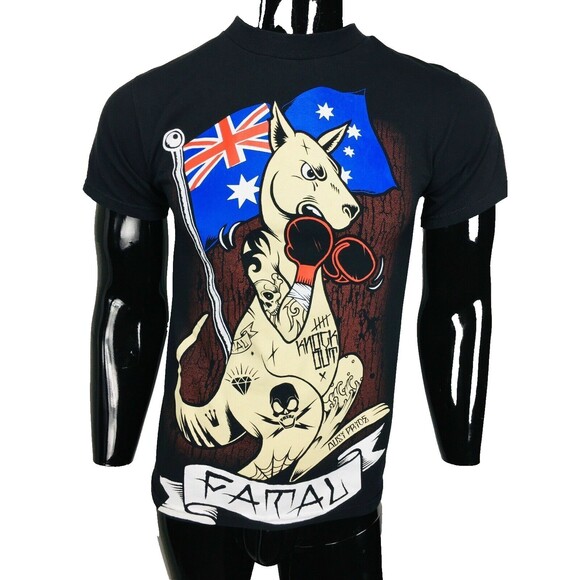 Vintage Fatal Streetwear Graphic Tee Skulls Tattoos Boxing Kangaroo Aussie Flag - Picture 2 of 6